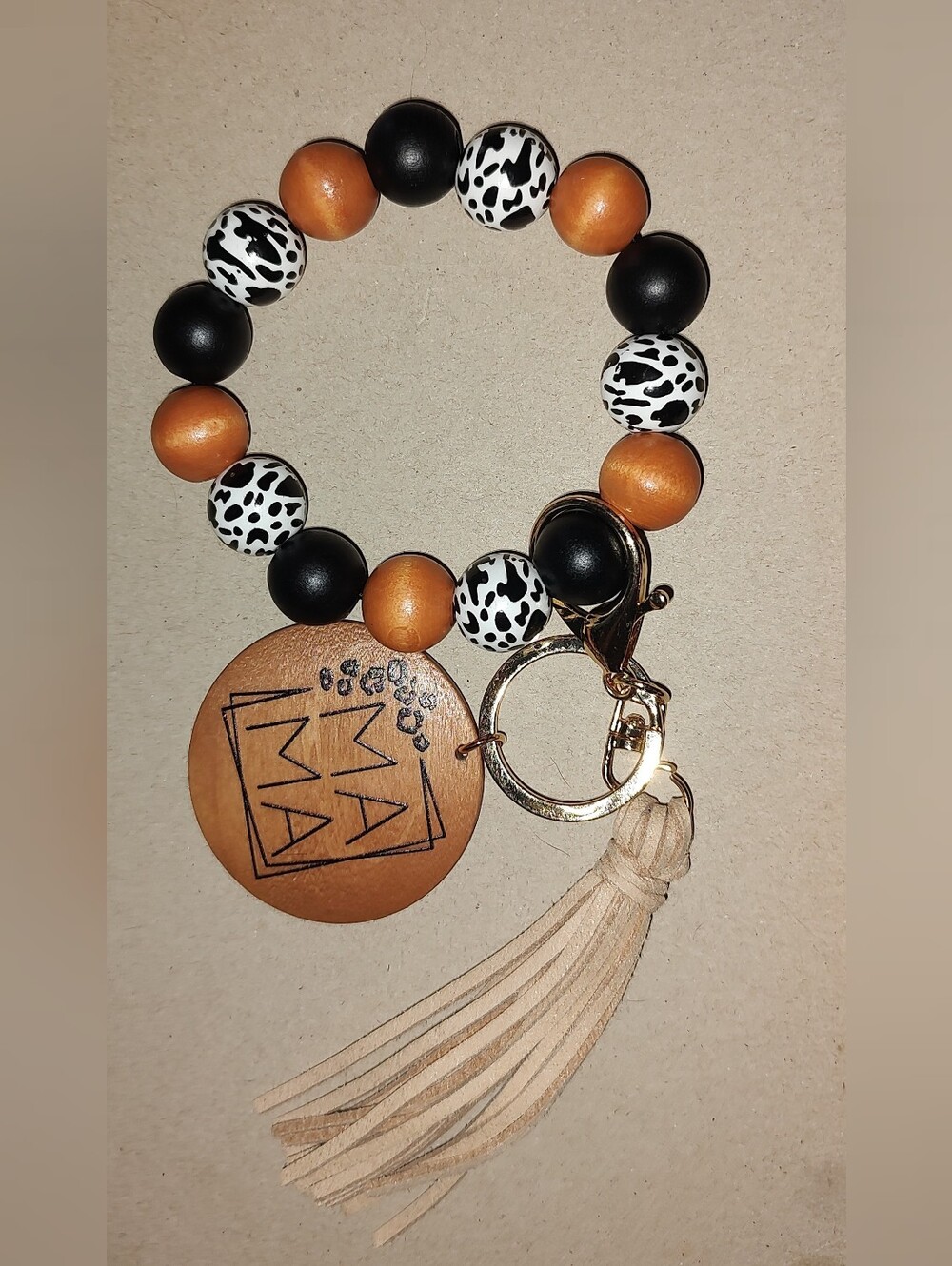 New! Mama Wristlet Keychain With Tassel